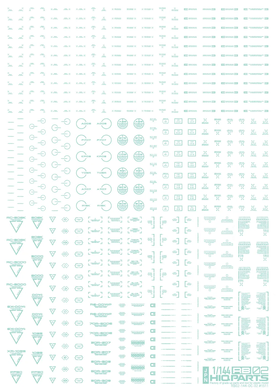 1/144 RB02 Caution Decal Pastel Mint(1pc)