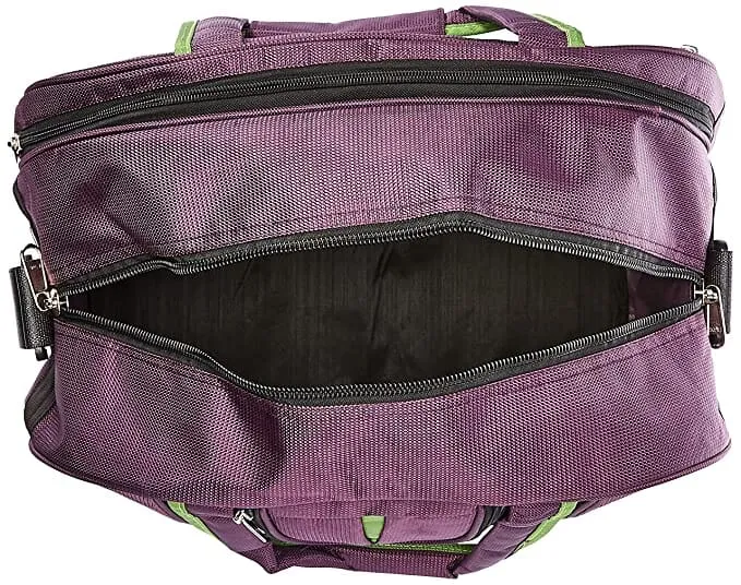 Alpha Nemesis Travel Duffle Bag for Trip for Men and Women Made With Water Resistant polyester Cabin Size 47 cms Magenta Green Travel Duffle Bag