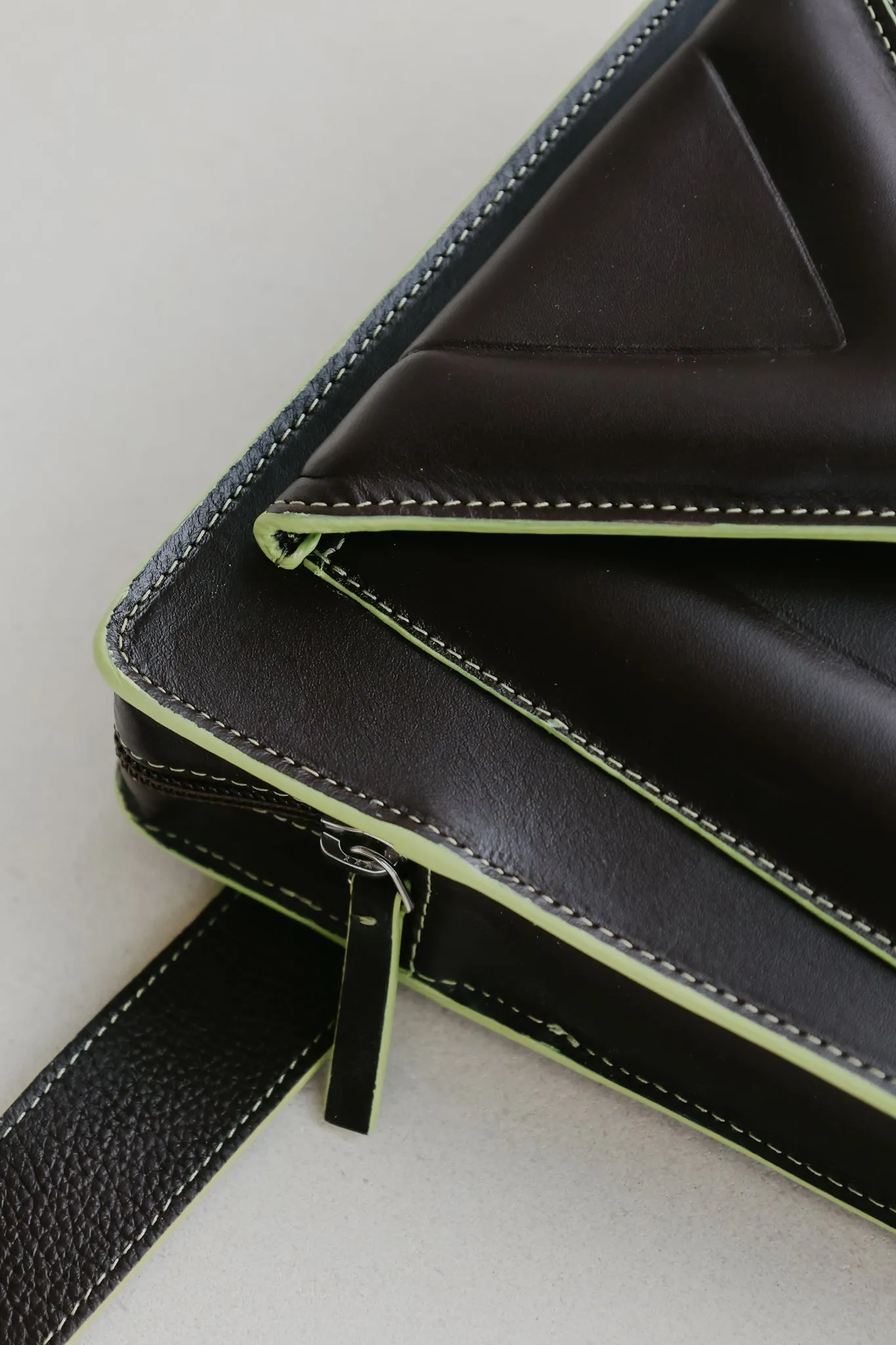 Belt Bag: Belt XL Stitched Ebony / Lime   Trapezium M Stitched Ebony / Lime