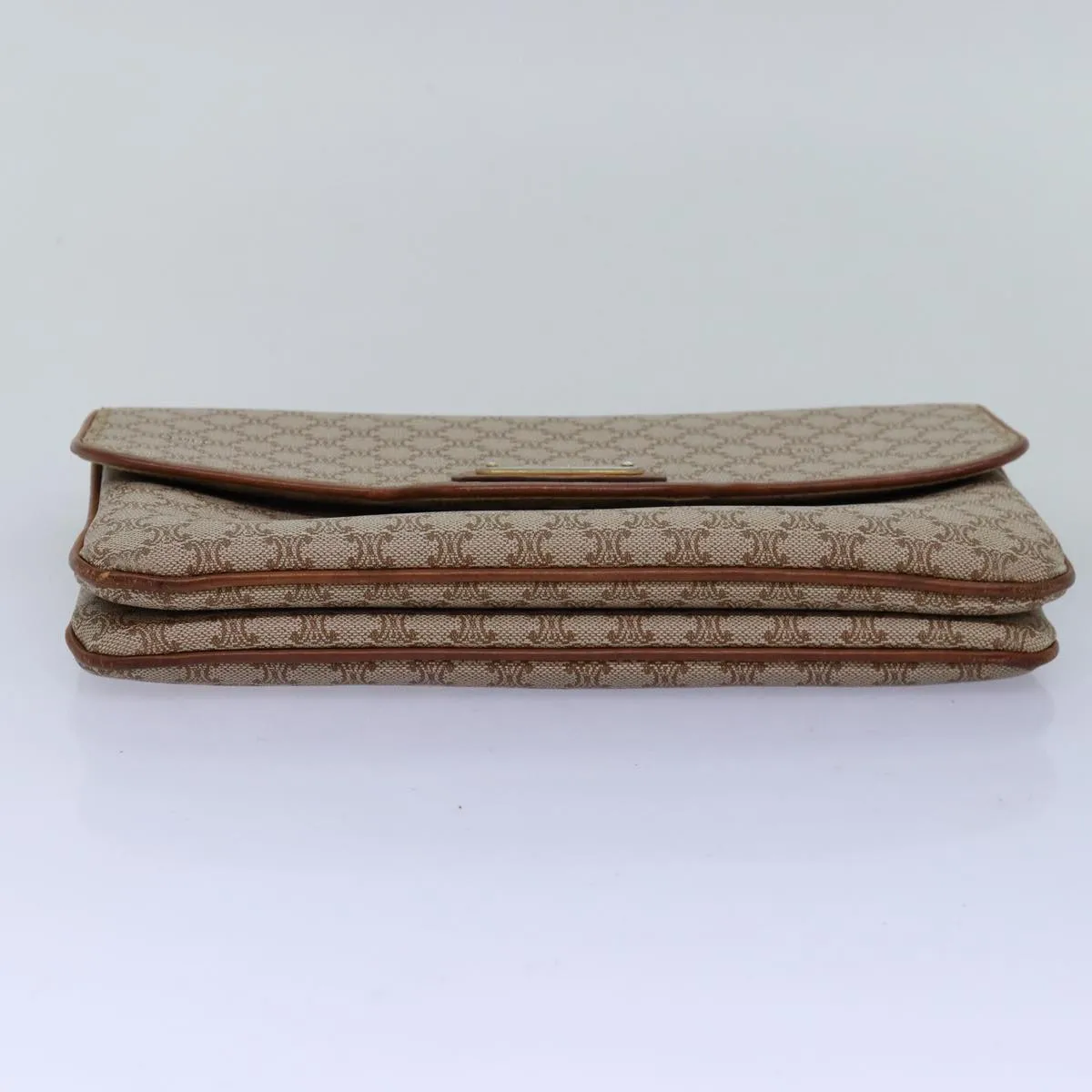 CELINE Macadam Canvas Clutch Bag Beige Auth 74389