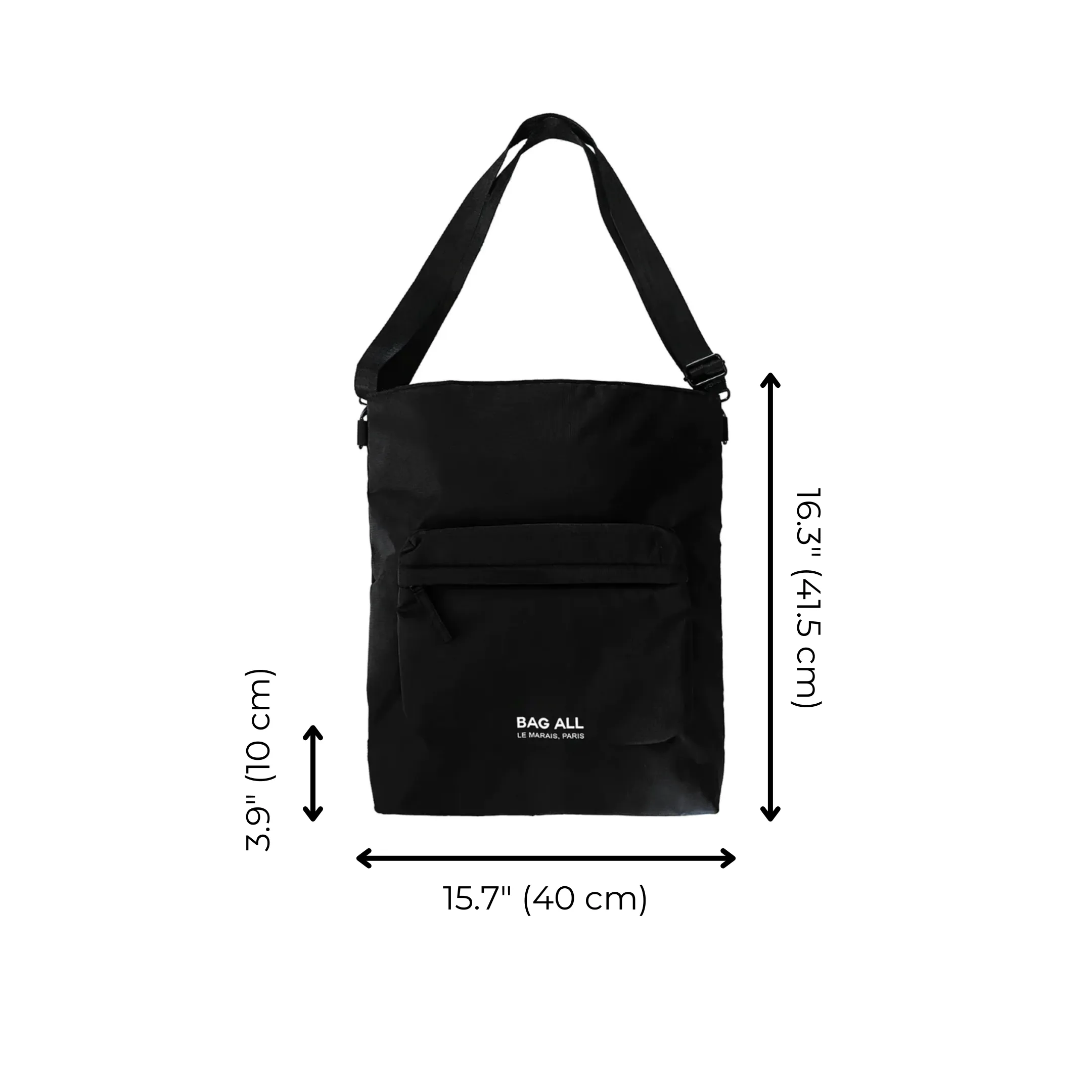 City Backpack/Tote, Padded, Recycled Nylon, Black, Paris