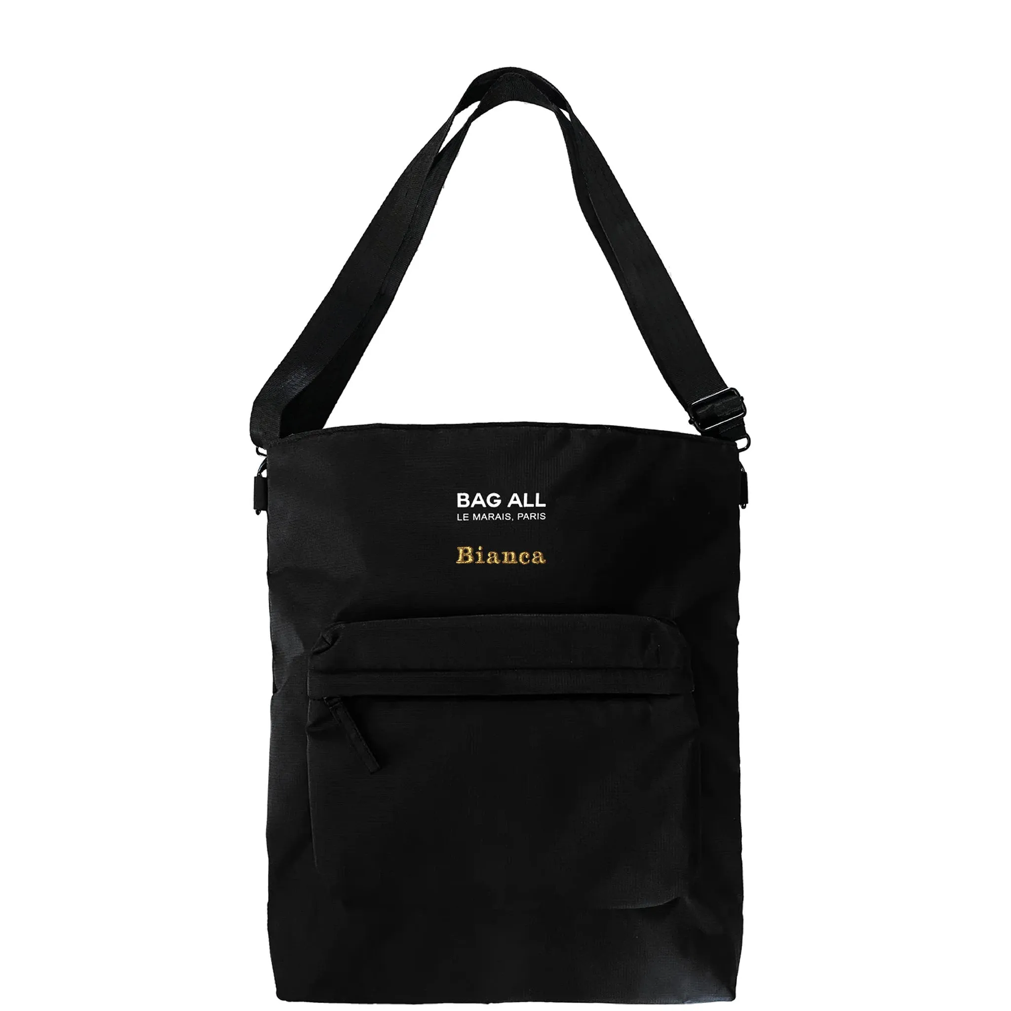 City Backpack/Tote, Padded, Recycled Nylon, Black, Paris