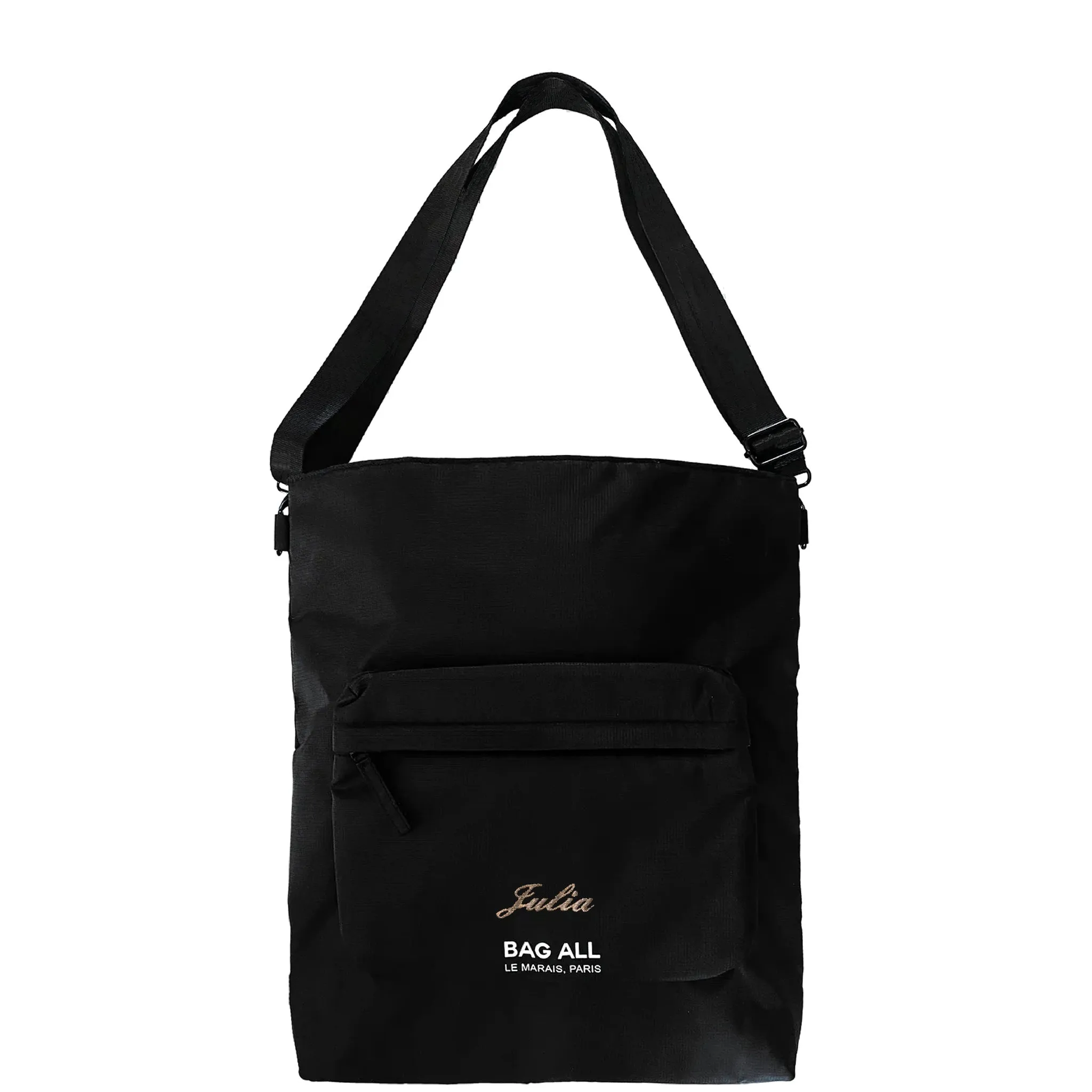 City Backpack/Tote, Padded, Recycled Nylon, Black, Paris