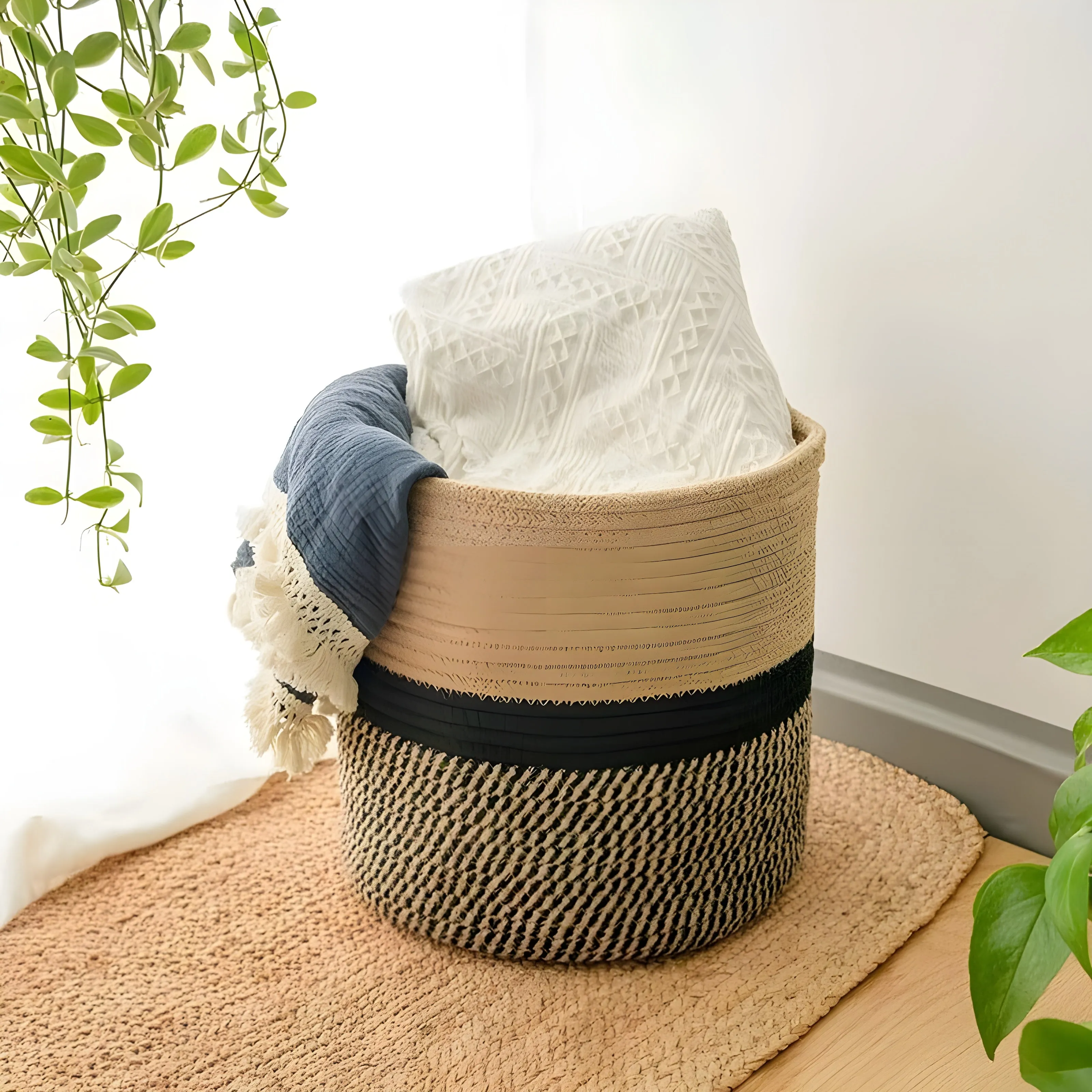 CottonCraft Basket - Faltbarer Geflochtener Seilkörbchen