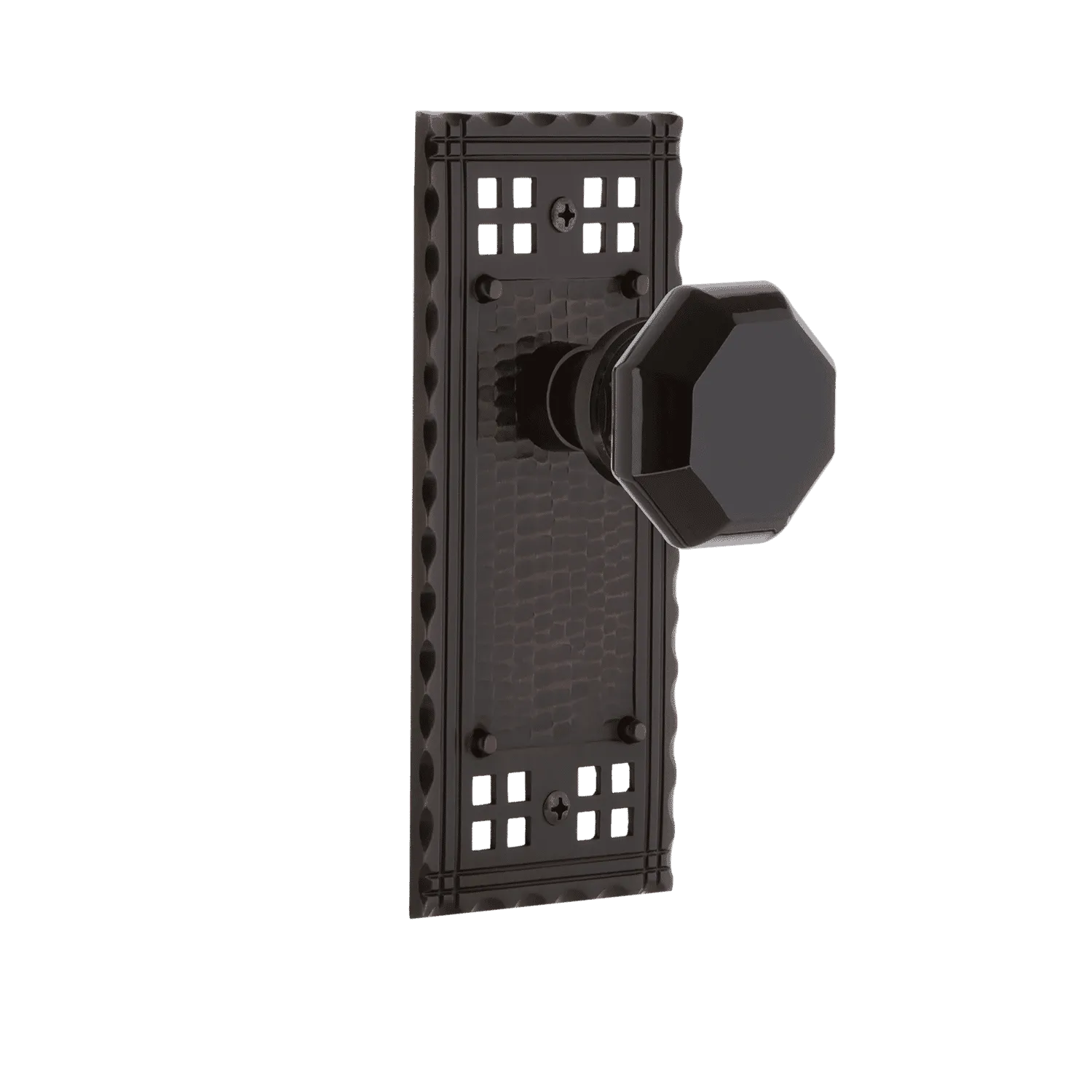 Craftsman Long Plate with Black Waldorf Knob in Timeless Bronze