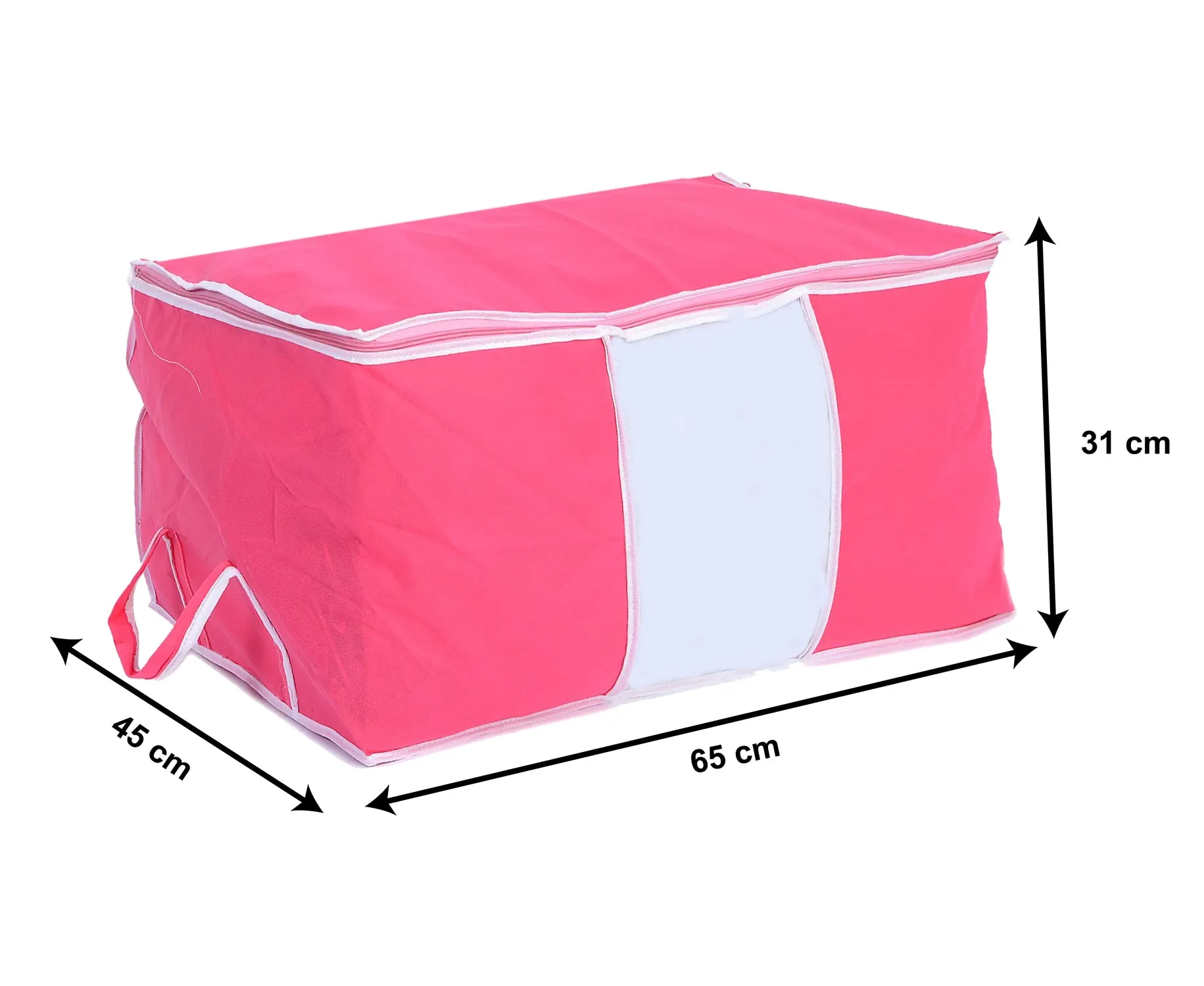 Heart Home Non Woven Underbed Storage Bag With Transparent Window- Pack of 6 (Pink)-HS43HEARTH26734