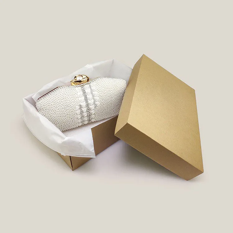 High-End Diamond Rose Pearl Chain Niche Design Clutch Bag