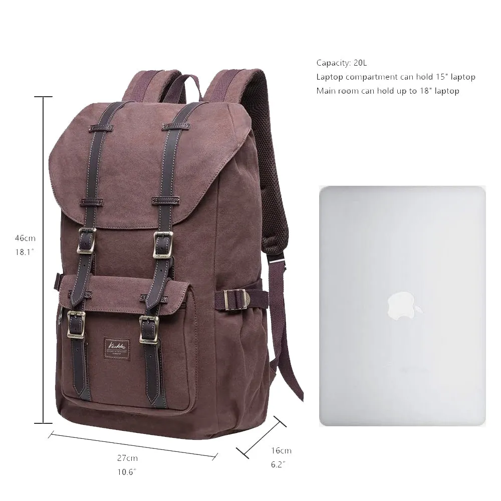 KAUKKO Retro Canvas Backpack for city trips, E5-1 ( Coffee / 22L )