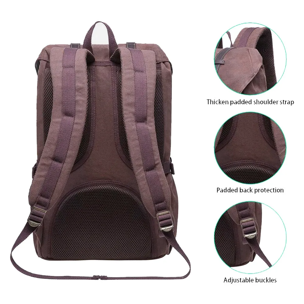 KAUKKO Retro Canvas Backpack for city trips, E5-1 ( Coffee / 22L )