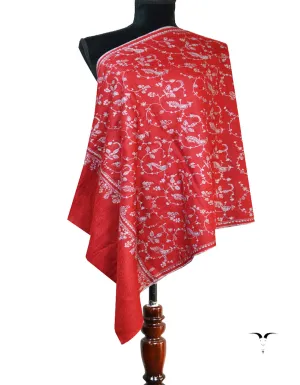 maroon jaali embroidery pashmina stole 8623