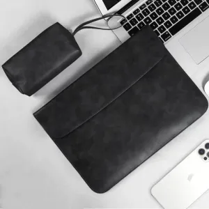 PU Leather Laptop Sleeve With Power Pouch