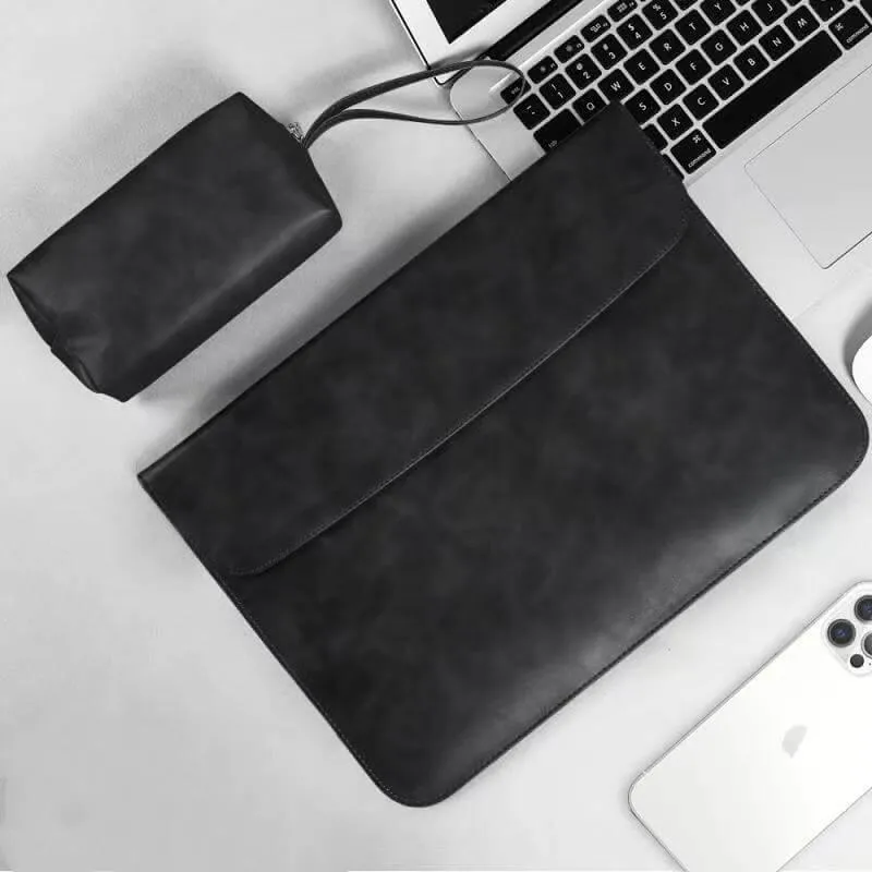 PU Leather Laptop Sleeve With Power Pouch