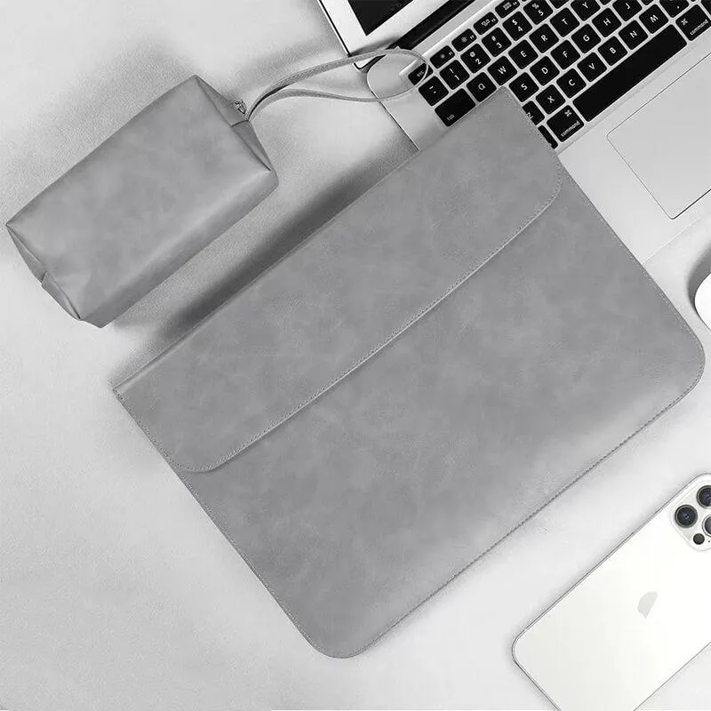 PU Leather Laptop Sleeve With Power Pouch