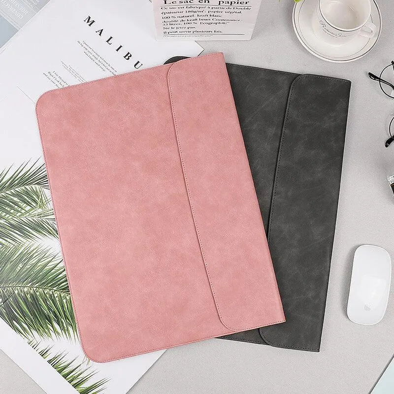 PU Leather Laptop Sleeve With Power Pouch