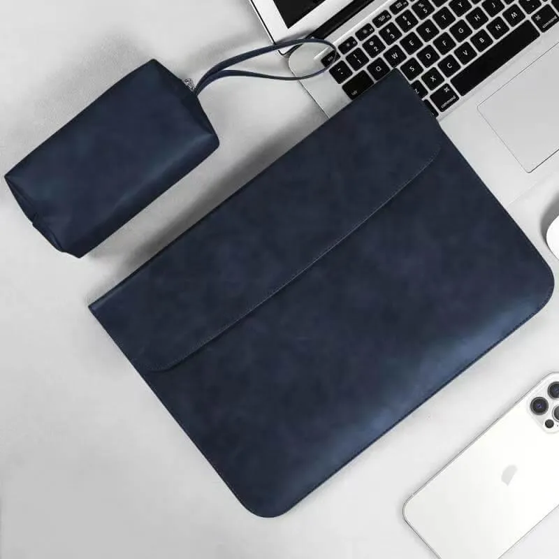 PU Leather Laptop Sleeve With Power Pouch