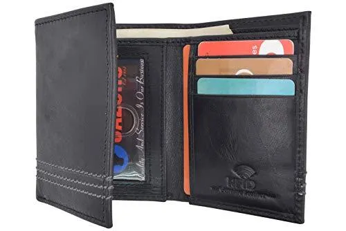 Slim RFID Blocking Trifold Wallet for Men - Genuine Leather by Cazoro RFID611295