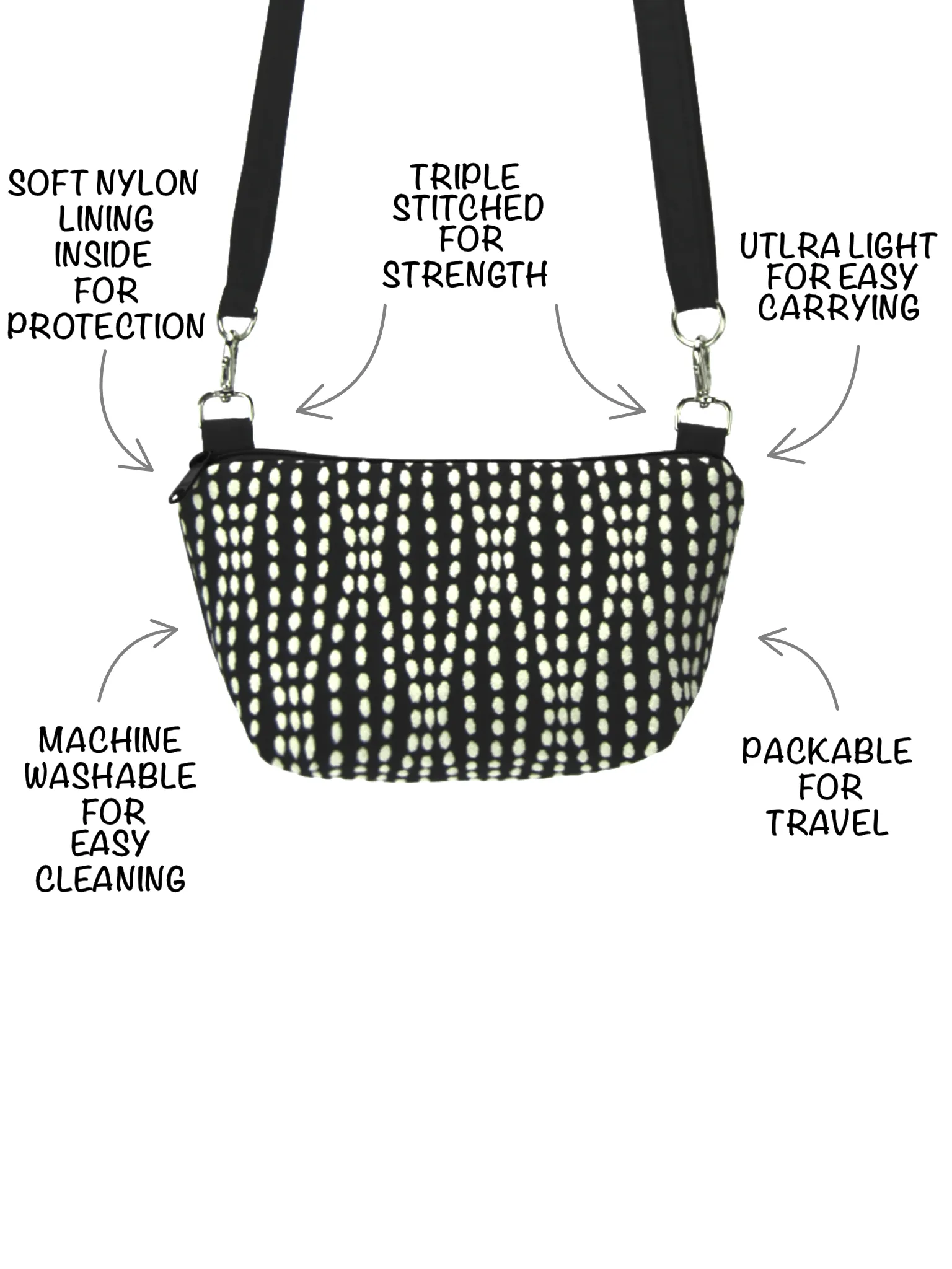Wavy Dots in Yellow | Black Nylon | Traveler Belt Bag