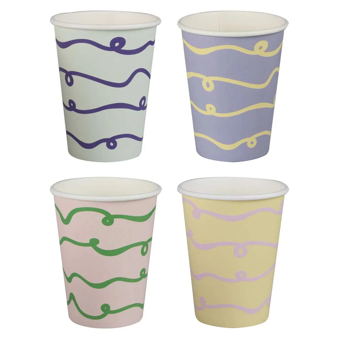 Wavy Pastel Party Cups x 8