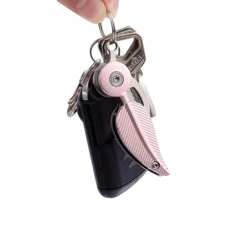 Wholesale Feather Foldable Knife with Hidden Blade Self Defense Keychain
