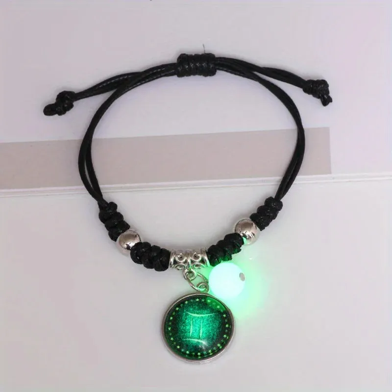 Zodiac Constellation Glow In The Dark Bead Bracelet